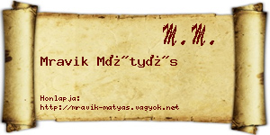 Mravik Mátyás névjegykártya